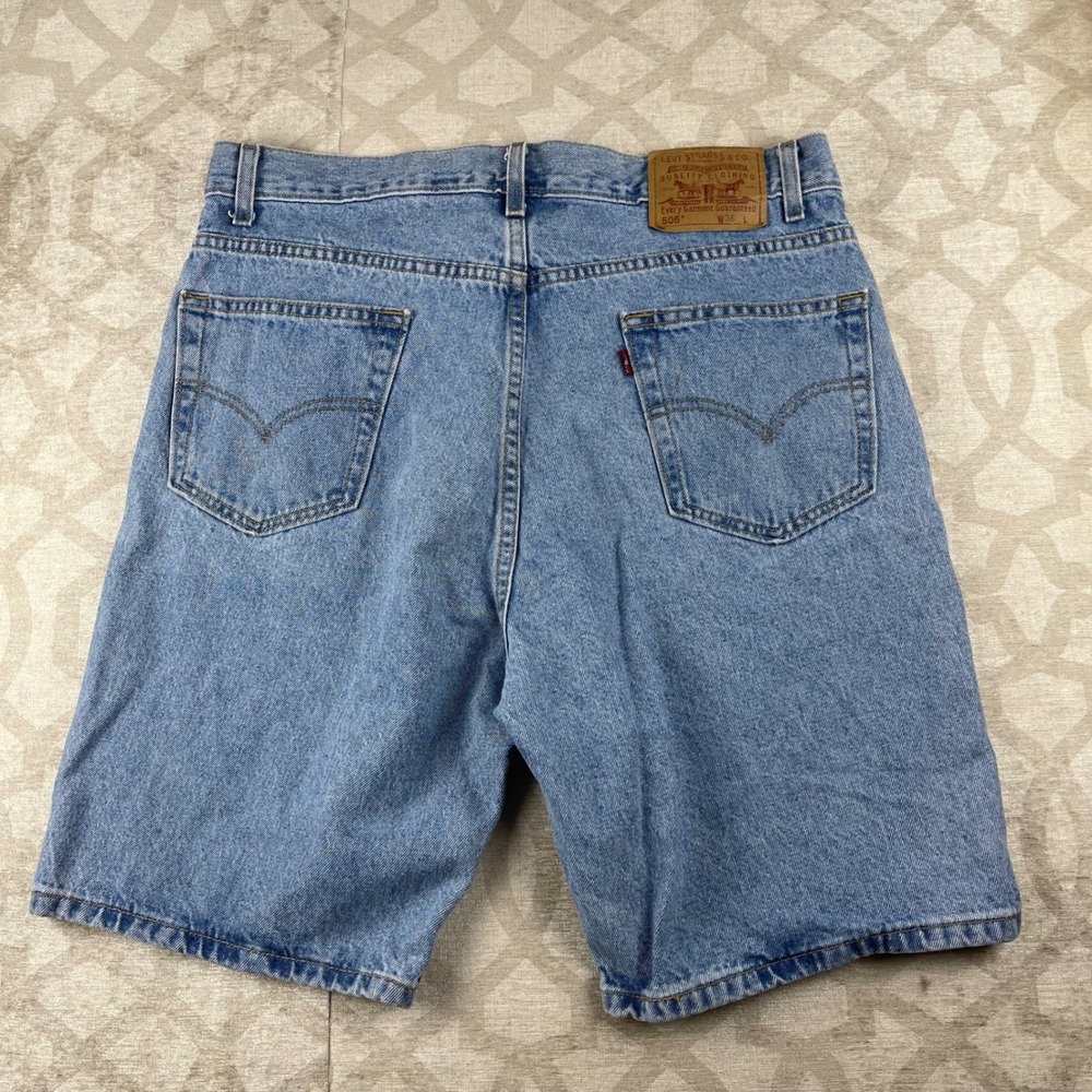 Levi's 505 Regular Fit Mens 36 Blue Vintage Y2K Denim Shorts Cotton Summer